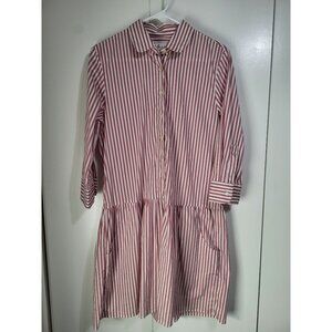 The Shirt Rochelle Behrens Drop Waist Shirt Dress Nantucket Striped SZ M Preppy